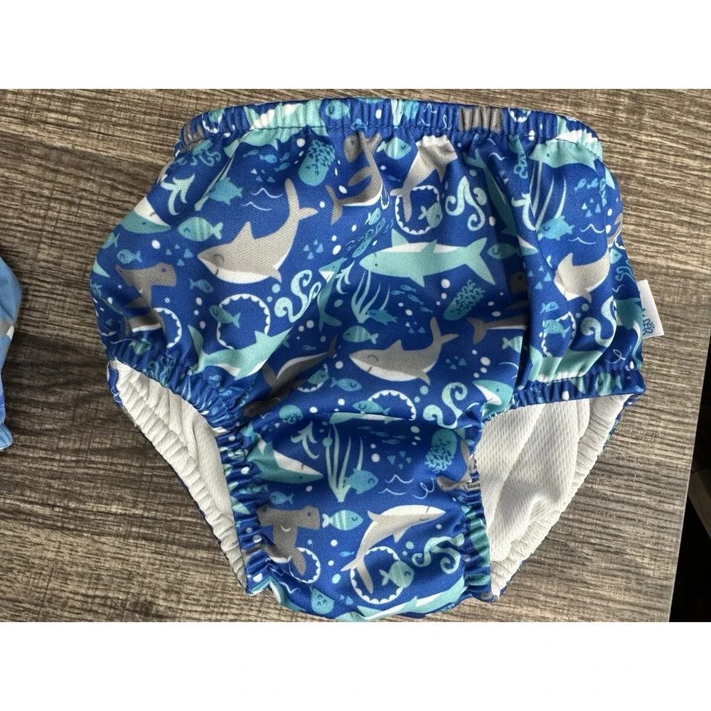I Play Swim Diapers Ocean Sea Animals Print‎ UPF 50+ Size 24 Months Lot of 2